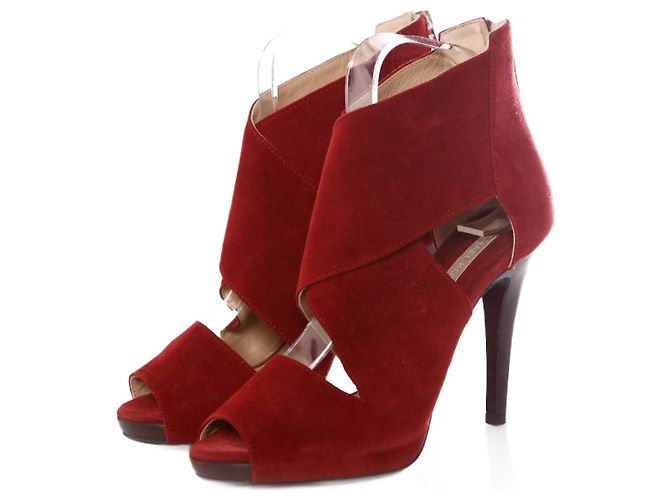 Michael Kors, cherry red coloured suede sandals.