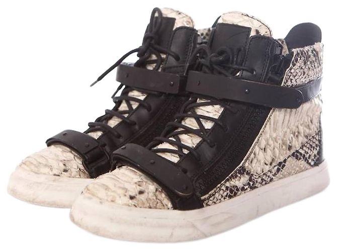 Giuseppe Zanotti, baskets en cuir noir en python.
