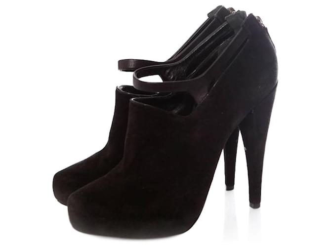 Dkny Donna Karan, black suede shoots with leather strap around the ankle in size 39.5.  ref.1002879