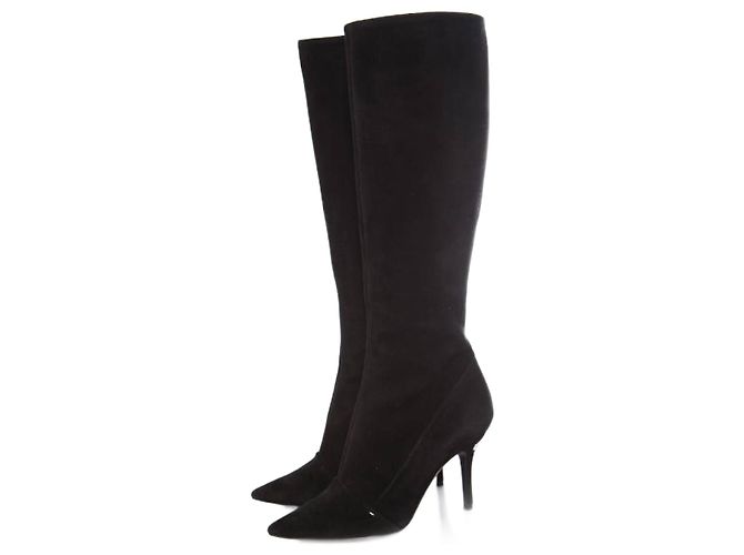 Louis Vuitton, bottes en daim noir en taille 37.