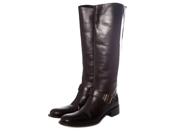 Sartore, black leather horse riding boots.  ref.1002886