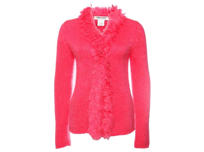 COMME des GARCONS, Mohairweste mit Sicherheitsnadel in fluoreszierendem Pink in Größe S.