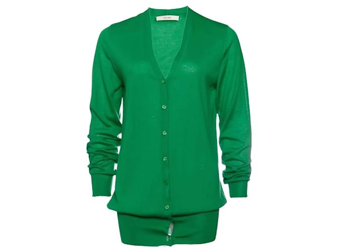 Céline Celine, apple green cashmere cardigan.  ref.1002892