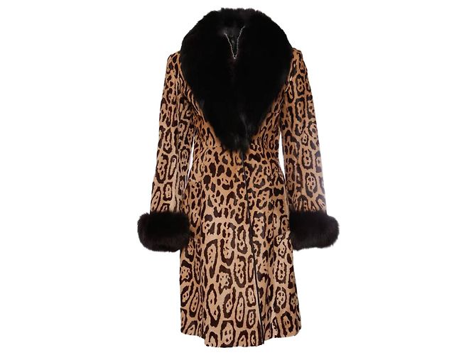 Jitrois, Leather leopard coat with ponyskin Brown Black