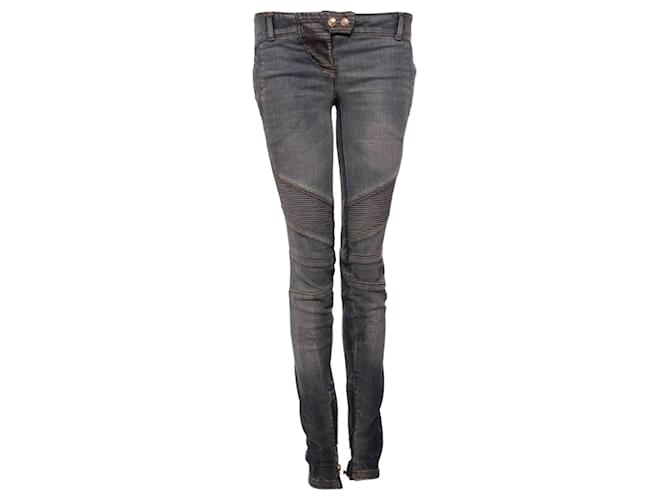 Balmain, light blue biker jeans in size 36FR/XS. Cotton  ref.1002904