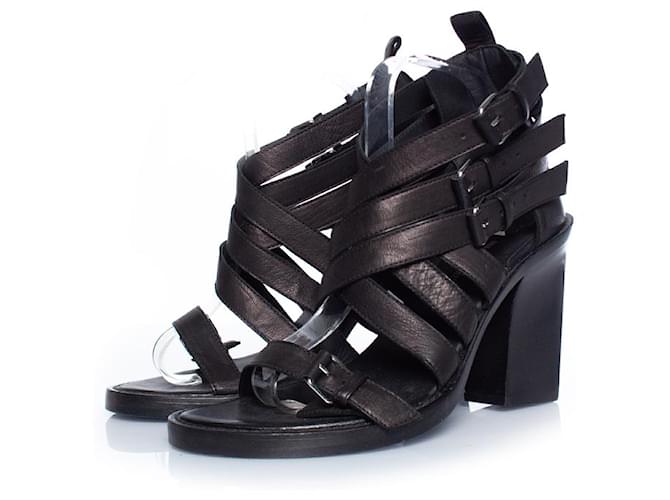 Ann Demeulemeester, gladiator sandal in black Leather  ref.1002911