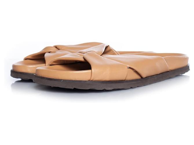 Autre Marque Anonyme, sandales croisées en cuir Marron  ref.1002919