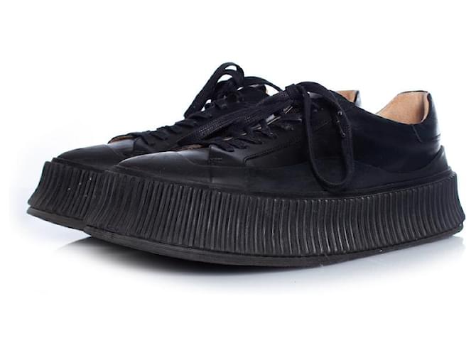 JIL SANDER, platform sneakers in black Leather  ref.1002922