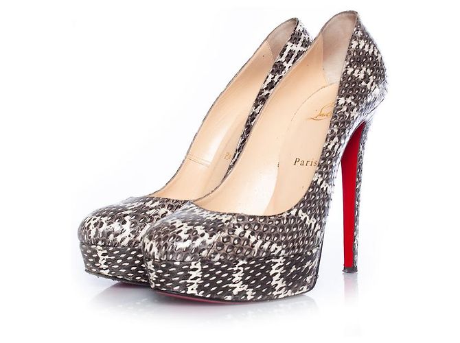 Christian Louboutin, Bianca Python-Plattformpumpen Grau