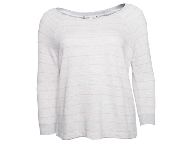 Joie, Grey sweater with pink stripes. Cotton  ref.1002957