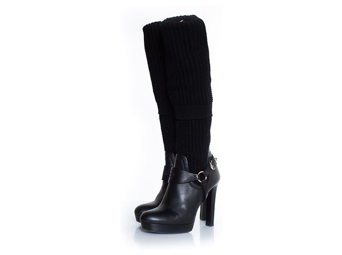 gucci, Black over knee sock boots