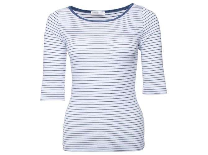 WHISTLES, white cotton top with blue stripes.  ref.1002963