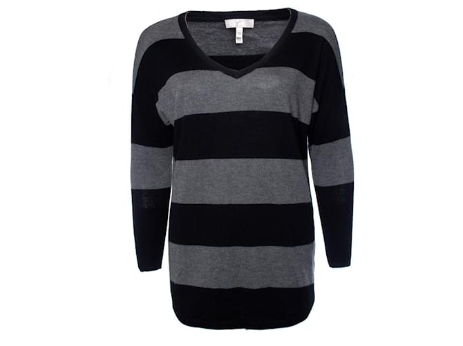 Joie, Grey and Black striped sweater Cashmere Wool  ref.1002965