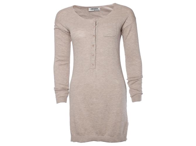 Autre Marque Anécdota, beige/Vestido marrón en talla XS. Castaño