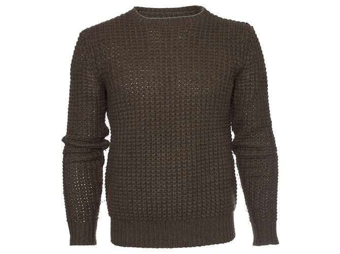 All Saints ALLE HEILIGEN, grüner gestrickter Wollpullover. 