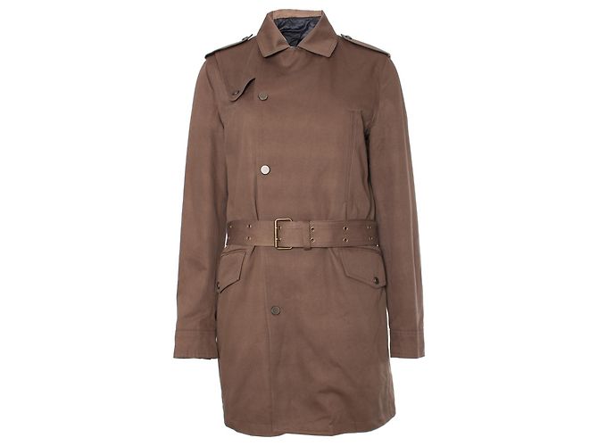 The Kooples OS LANÇAMENTOS, Trench coat de cor cáqui. Marrom Verde