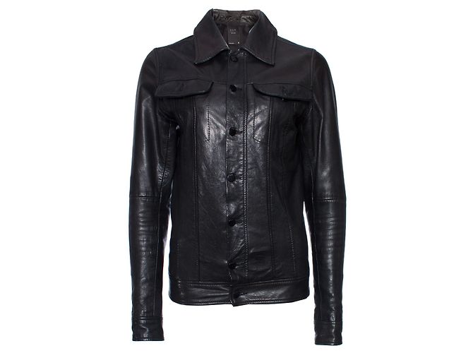 Autre Marque G star Raw, Black leather jacket in size S.