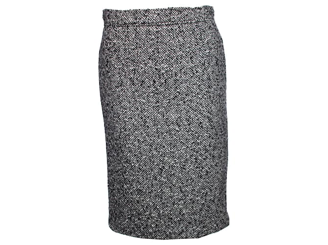 JIL SANDER, Black/White cashmere boucle skirt. Grey  ref.1002993