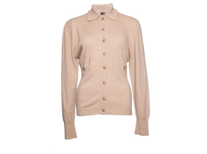 Chanel, camel cashmere cardigan. Brown  ref.1002995