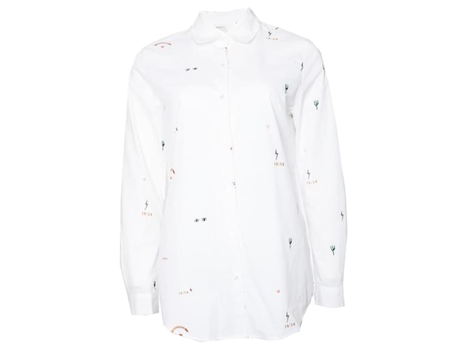 Autre Marque Maison Scotch, Camisa branca de algodão com bordado. Branco  ref.1003008