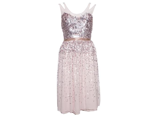 French connection, Pink dress with sequins. Polyester Viscose  ref.1003012