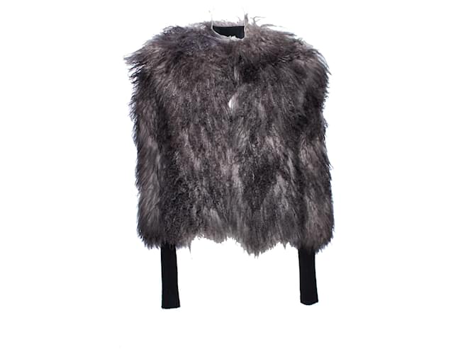 MSGM, oversized sheepskin coat. Grey Wool  ref.1003014