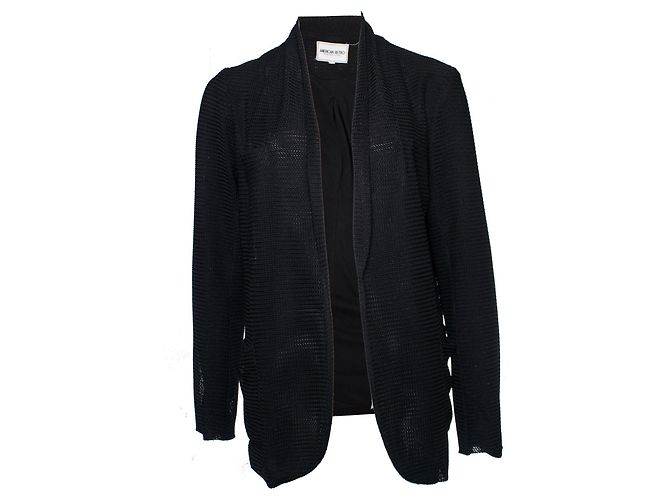 Autre Marque American Retro, Cardigan preto com bolso no peito e 2 bolsos laterais em tamanho 2/M.