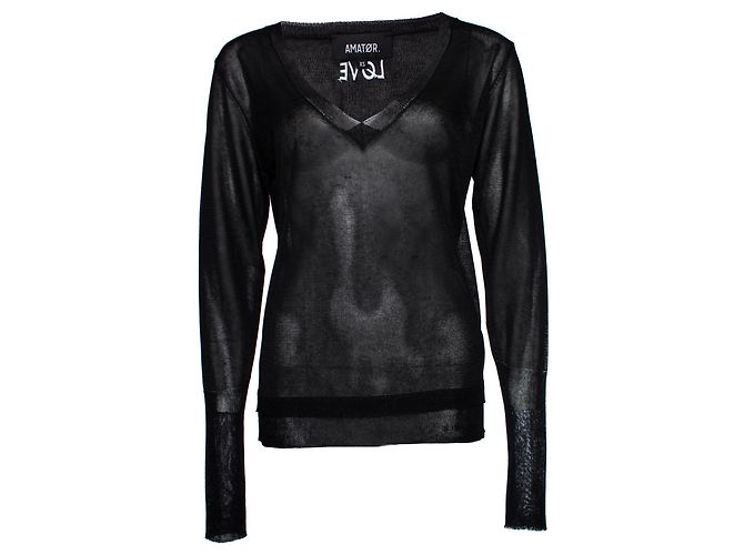 Autre Marque Amatore, top nero in lurex semitrasparente.