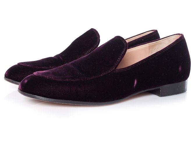 Gianvito Rossi, Mocassini Marcel in velluto bordeaux. Rosso