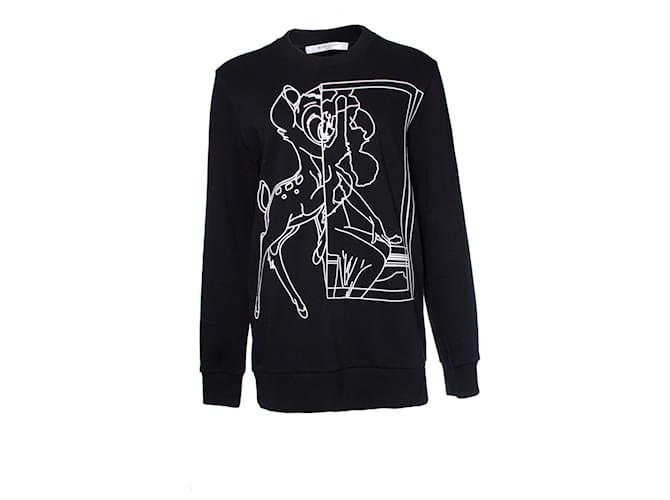 GIVENCHY, Sudadera con cuello redondo y contorno de espejo de Bambi. Negro Algodón  ref.1003040