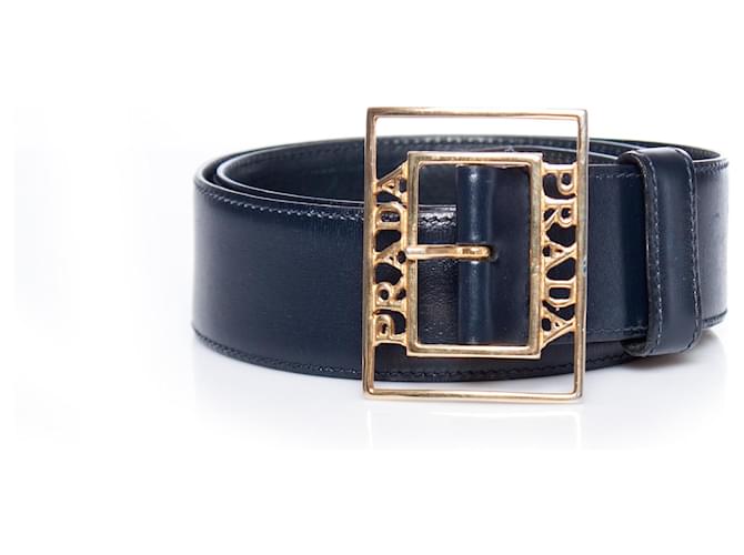 Prada, vintage dark blue leather belt.  ref.1003044