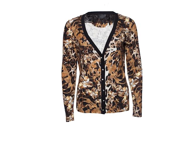 Philipp Plein, Leopard print cardigan in size S. Brown Multiple colors Cotton  ref.1003047