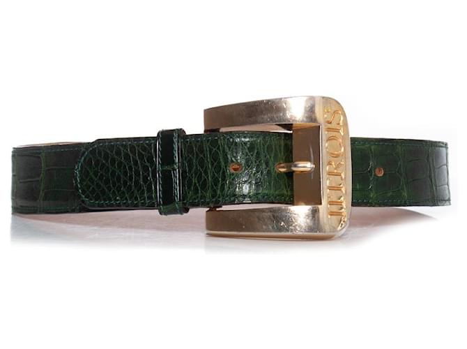 JITROIS, Croc stamped leather waist belt Green  ref.1003053