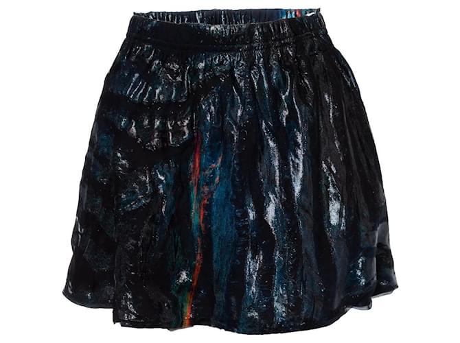 IRO, Mini-jupe imprimée métallisée Soie Noir  ref.1003063