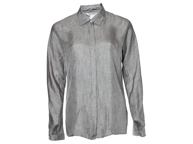 Autre Marque MAX MARA, Grey shiny blouse Silk  ref.1003064