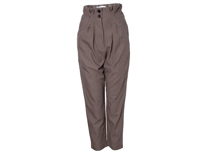 IRO, Braune Pantalon mit hoher Taille Wolle  ref.1003079