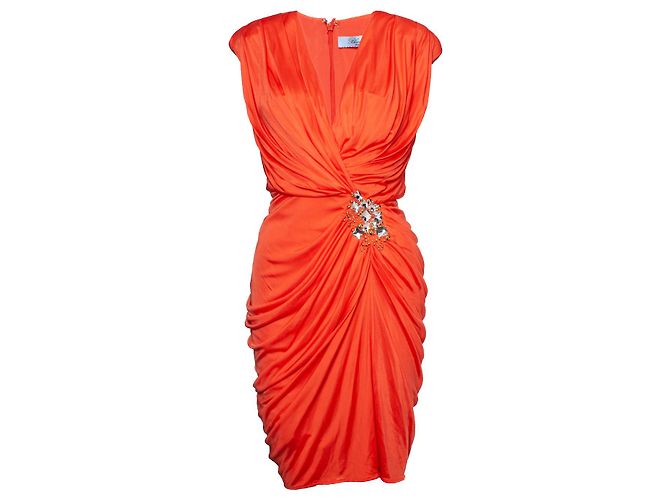 BLUMARINE, Vestido drapeado laranja