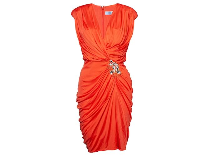 BLUMARINE, Vestido drapeado naranja Viscosa  ref.1003081