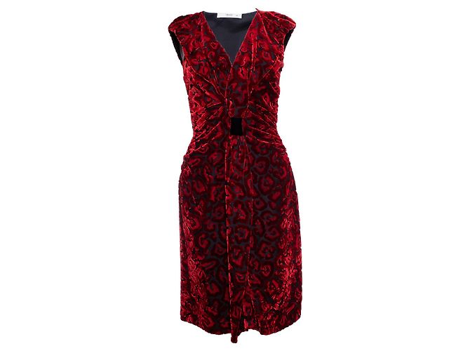 Jacquard Prada, vestito di velluto rosso