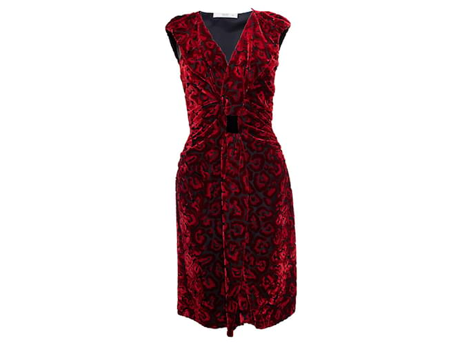 Jacquard Prada, vestido de veludo vermelho  ref.1003082