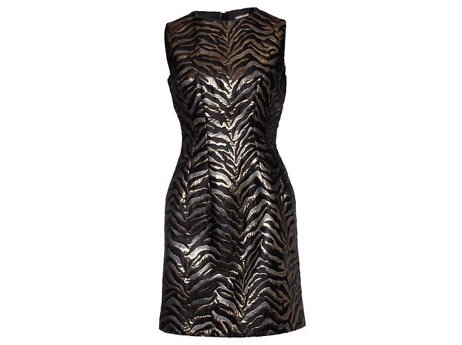 Roberto Cavalli, Kleid mit Zebra-Print aus Lurex Schwarz
