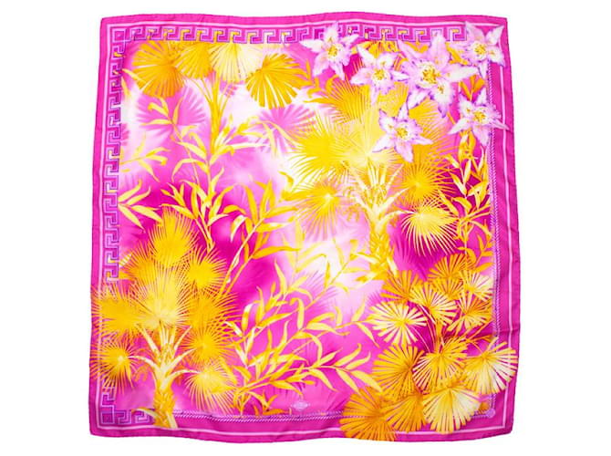 Gianni Versace Atelier versace, Pink scarf with jungle print Multiple colors Silk  ref.1003096