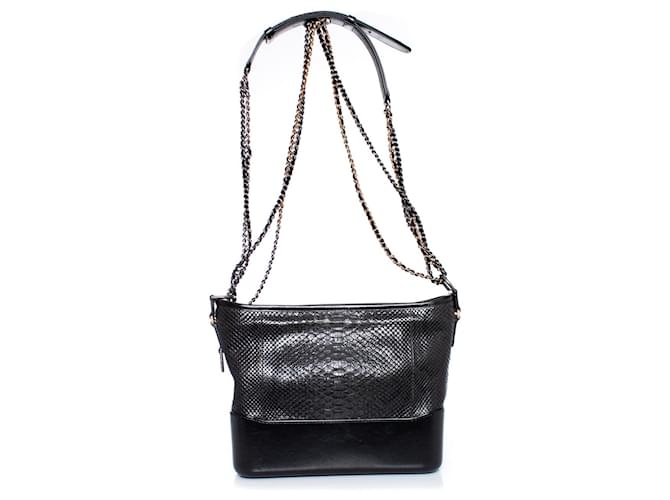 Chanel, Medium Gabrielle python bag Black Leather  ref.1003110