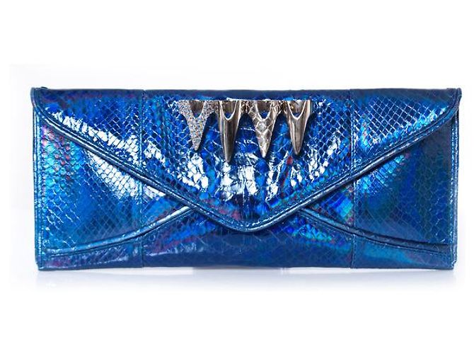Autre Marque Maison Du Posh, Blaue, metallisch beschichtete Python-Clutch