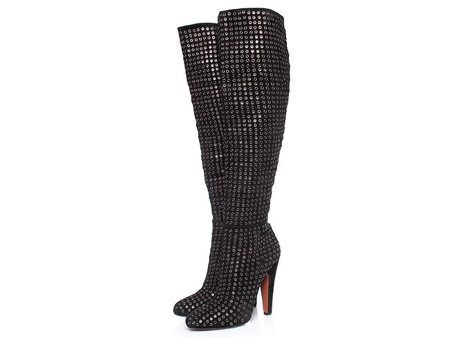 Alaïa Alaia, Botas pretas de camurça acima do joelho Preto