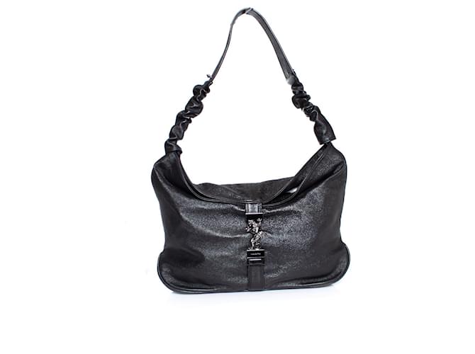 Autre Marque Maison Du Posh, crinkled leather bag with metallic look Black  ref.1003129