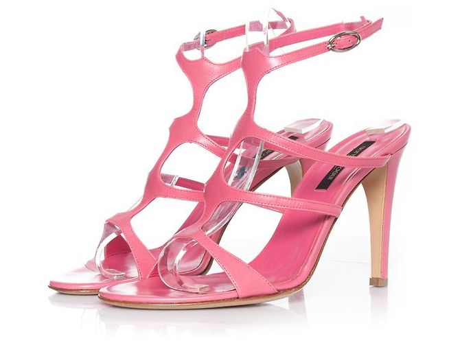 sergio rossi, sandali cut-out in pelle rosa.