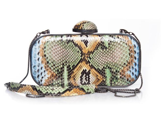 Autre Marque Maison Du Posh, mehrfarbige Python-Clutch Mehrfarben