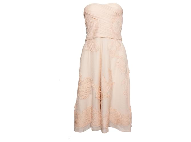 Christian Lacroix, Strapless nude colored dress Pink Silk  ref.1003133
