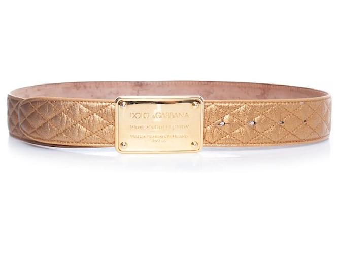 Dolce & Gabbana, Ceinture matelassée en cuir doré  ref.1003137